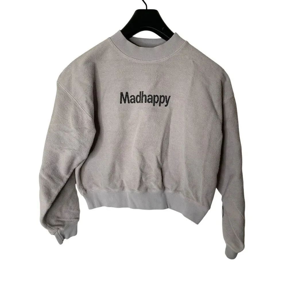 Madhappy classic cropped 100% cotton sweatshirt crew neck women's small